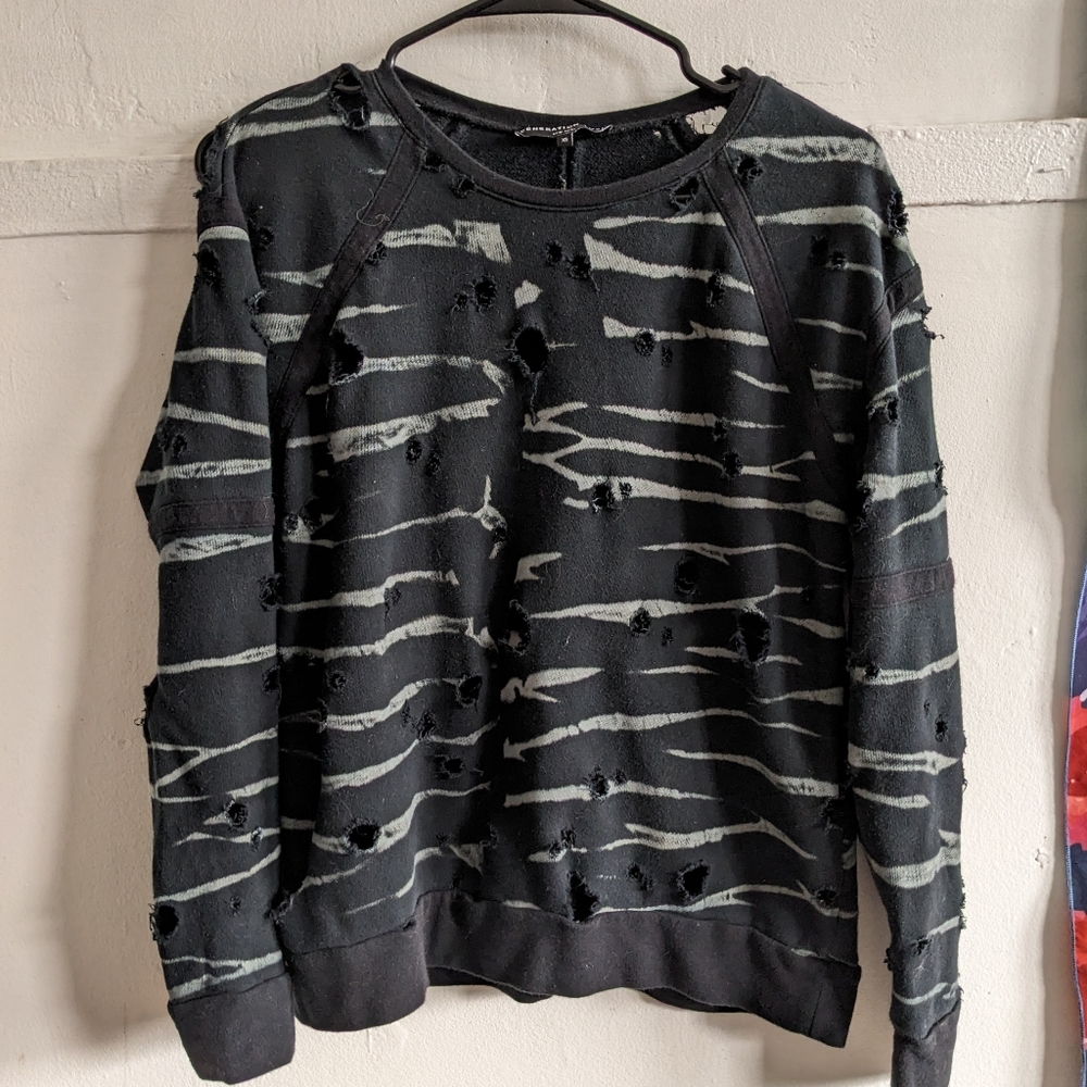 Destroyed Bleached Dye Sweatshirt - Generation Love XS